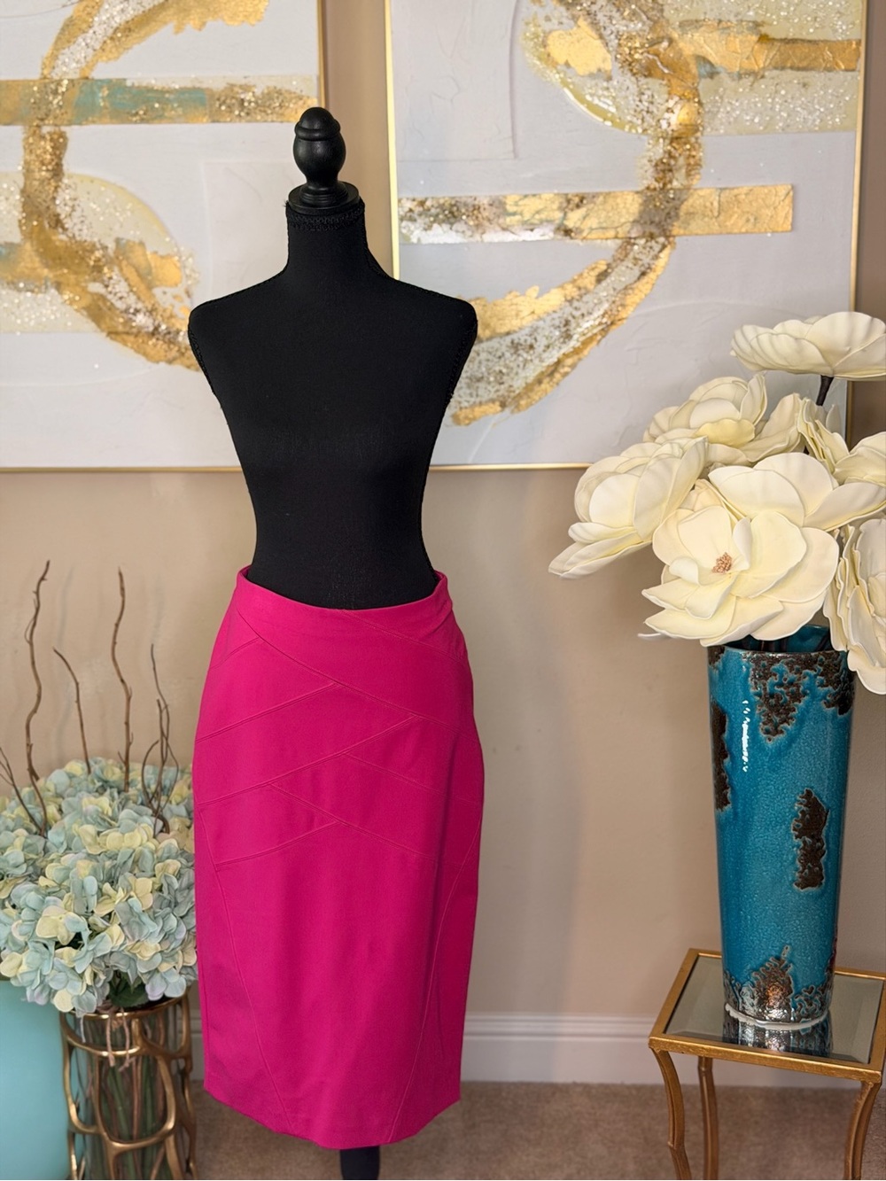 Express Women’s Fuchsia Pencil Skirt - Classic Office & Event Wear